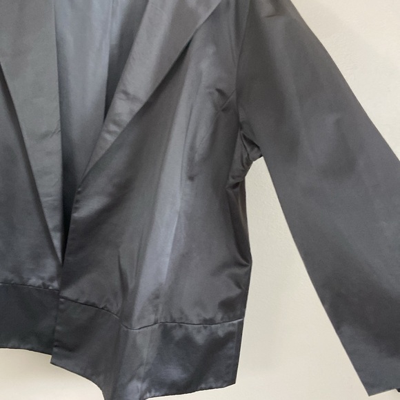 EILEEN FISHER Charcoal Silk Blend Open-Front Jacket - Picture 5 of 7